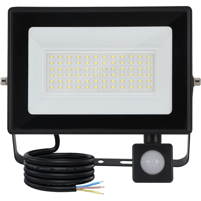 LED Floodlight 50W, Outdoor 5000LM, Spotlight 72 LED IP65 Waterproof, Outdoor Floodlight 6500K Cold White, 230V for Garage, Garden 【2 Pieces Black】 (50wgj 6500k Cold White, Motion Sensor)