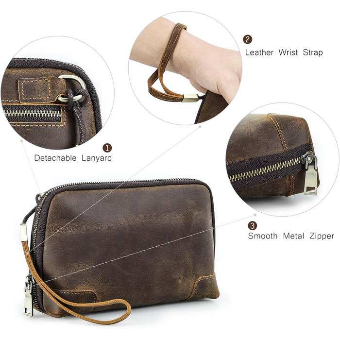 CONTACT'S Family Cable Organizer Bag, Cable Bag Organizer Leather, Leather Electronic, Tech Pouch, Leather Cable Bag