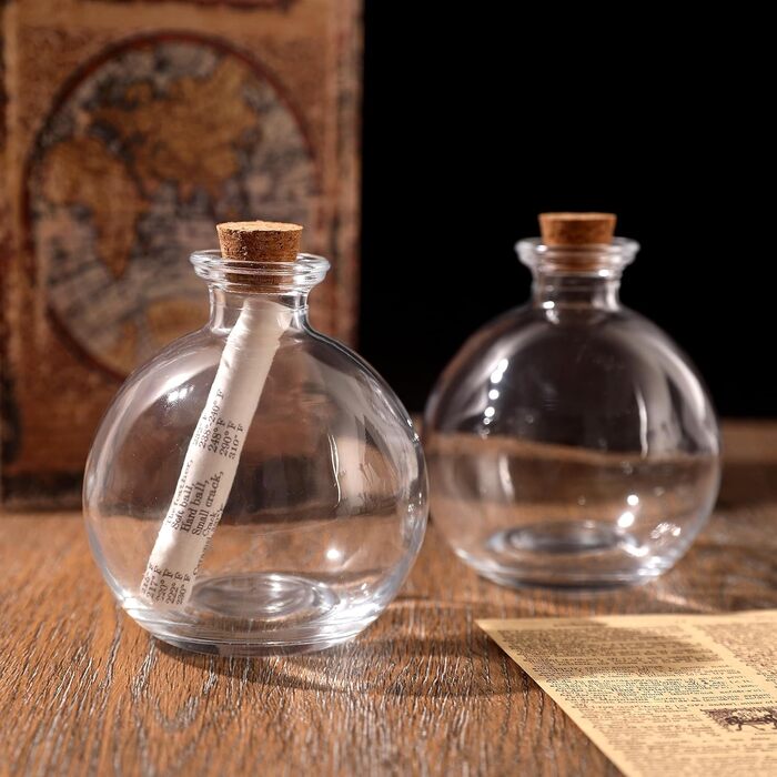 Magic Season Decorative Glass Bottle with Cork Stopper (260ml Potion Bottles / 6 Pieces)