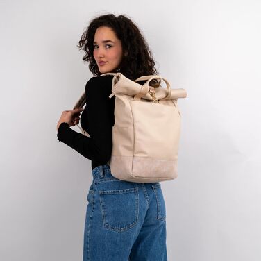 Жіночий рюкзак Expatrié Adele - Rolltop для університету, роботи, велосипеда. Елегантний, великий, водонепроникний (Бежевий)