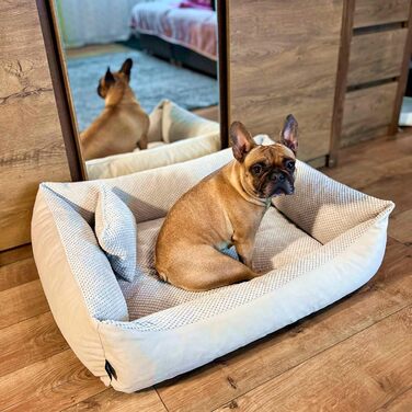 М'яке ліжко для собак 4L Textil Teo, корзина для собак середнього розміру, ліжко-подушка, 60x40 см, бежеве
