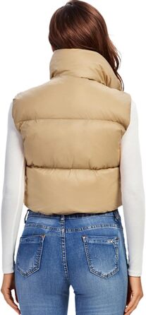 Жіноча жилетка Fuinloth: коротка, тепла, безрукавна, на блискавці, камуфляжний колір хакі, розмір M