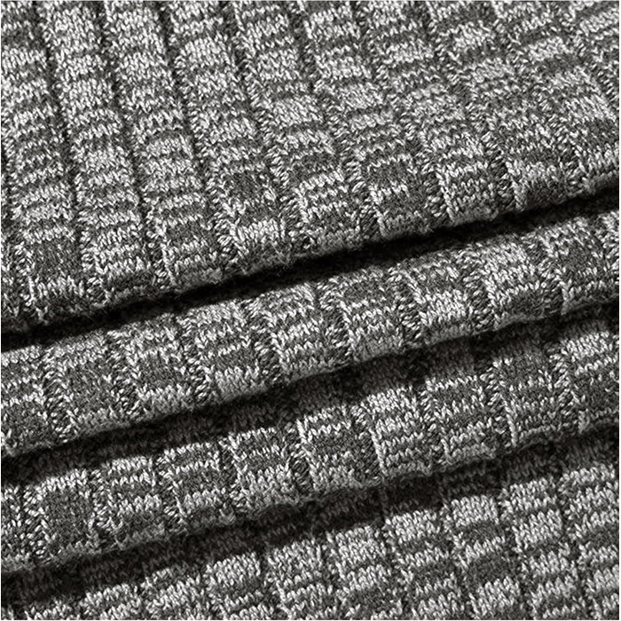 Чоловічий кардиган AOI RAY з блискавкою та стоячим коміром, в'язаний пуховий светр з двома кишенями, чорний (S, світло-сірий)