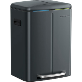 SONGMICS Відро для сміття 40 л з 2 відсіками, 2 x 20 л, з педаллю, з металу, з пластиковим внутрішнім відром, з кришкою, з ручками, Softclose, герметичне, біле LTB40WT (зелено-сіре)