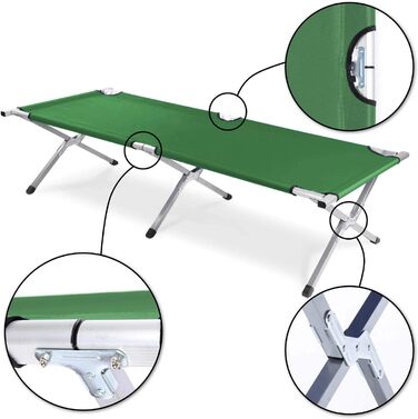 GOODS+GADGETS Folding Army Field Bed from Aluminum - Foldable Camping Bed & Guest Bed (Green)