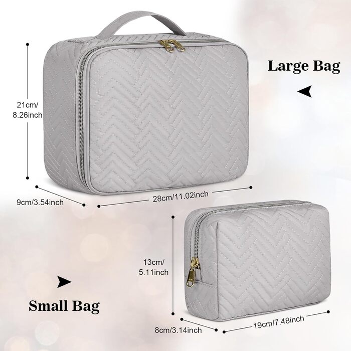 IGOLUMON Косметичка для жінок, велика водонепроникна сумка для макіяжу на 2 шт. (сіра)