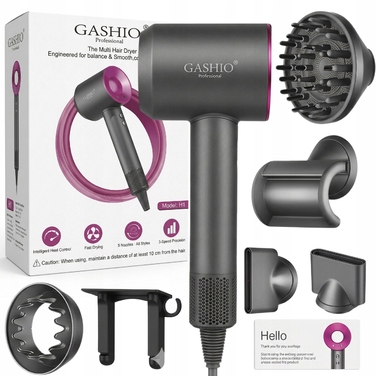 Професійний фен для волосся з іонізацією: швидке сушіння, низький рівень шуму, 3 режими роботи та набір аксесуарів PRO