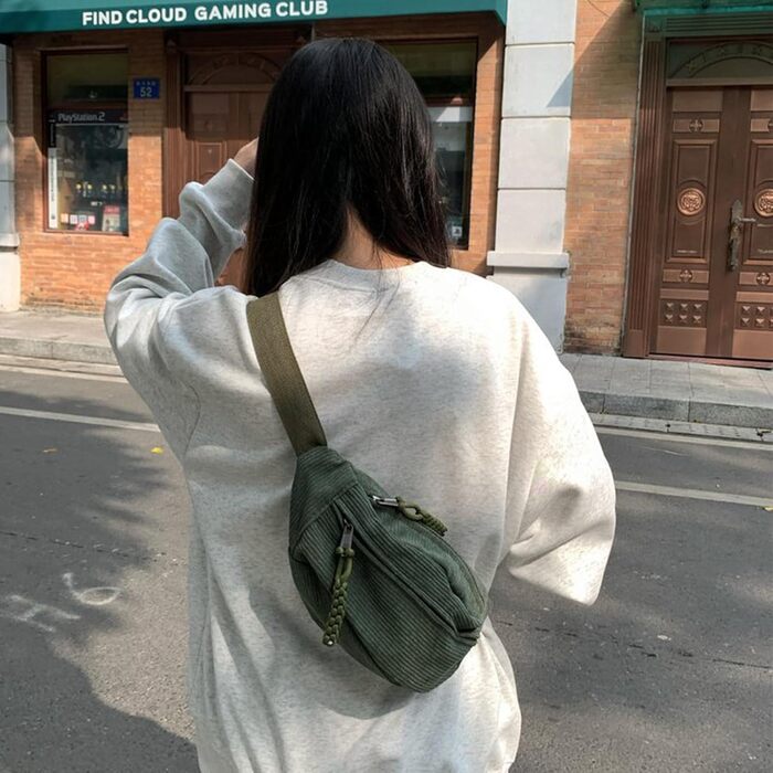 Жіноча поясна сумка з корду, через плече, регульований ремінь, модна, для відпочинку, спорту, зеленого кольору. Чоловіча поясна сумка кросбоді