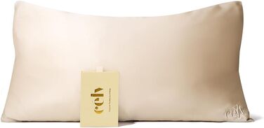 célv Luxury Silk Pillowcase/Pillow Cover with Hidden Zipper/100% Mulberry Silk Pillow Cover / 1 Piece / 22 Momme/Gift Packaging REUSABLE (40 x 80 cm, Champagne) 40 x 80 cm Champagne