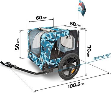 Фаркоп-перетяжка для собак на велосипед, складаний, з прапорцем та ременем, кольори: червоний, пісочний, м'ятний, фіолетовий, військовий блакитний, військовий зелений