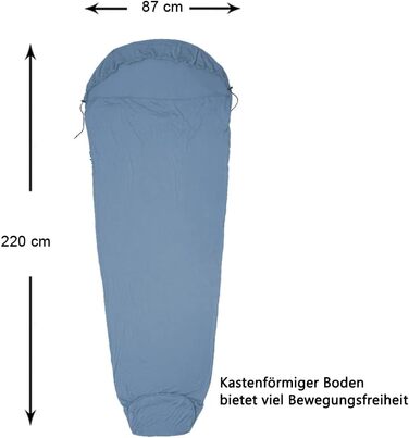 BROWINT Bamboo Travel Bed Sheets, Stretchy Jersey Sleeping Bag for Hotels, Inner Sleeping Bag for Travel and Camping, Rectangular with Pillow Pocket; Breathable, Mummy Sleeping Bag with Hood