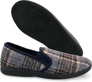 Чоловічі домашні тапочки в клітинку | Зручні капці для чоловіків з антиковзкою підошвою | Легкі та теплі сліпони для дому в класичному дизайні з фетру | Колір: сірий та інші (47 EU, сірий блакитний)