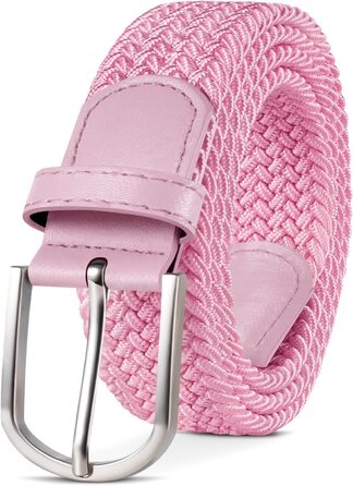 Жіночий/Чоловічий тканинний ремінь Tangchao з еластичною плетінням, 3.3 см, довжина 90-135 см, рожевий