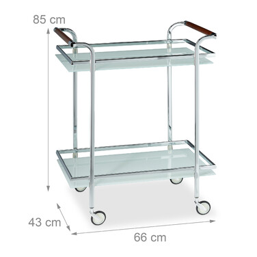 Relaxdays Serving Trolley Milk Glass