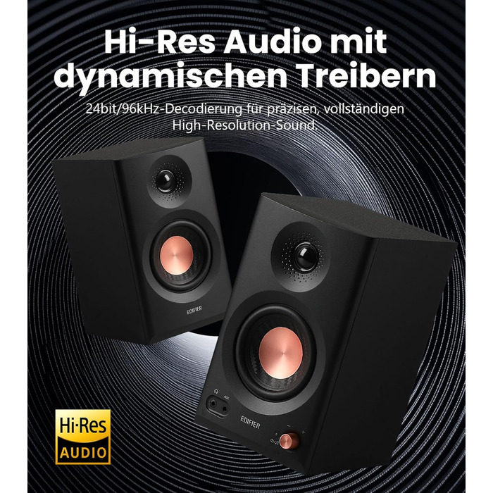 Edifier MR3 - Компактні Студійні Акустичні Системи 2.0, Hi-Res Audio, Bluetooth 5.4, RCA, AUX, Мобільний Додаток, 2 x 18 Вт (Чорний)