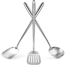 Набір кухонних аксесуарів YOSUKATA: вок, шумовка, лопатка (3 шт.) з нержавіючої сталі 43 см