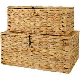 Woven Rattan Storage Basket, Storage Box with Lid, Seagrass, Laundry Baskets, Makeup Organizer for Bathroom, Living Room, Kitchen (L+XXL (new))