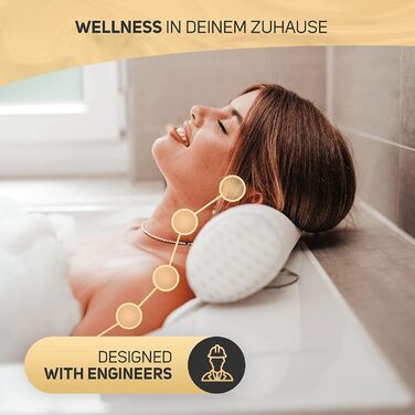 Vybelle® Bathtub Pillow Breathable 4D Air Mesh [perfect ergonomic fit] Bath cushion for neck and back relaxation – incl. extra carrying bag – Bath tub Pillow Designed in Germany