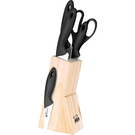 Набір кухонних ножів RENBERG Tenessy, 15 предметів з дерев'яною ручкою, нержавіюча сталь, професійний
