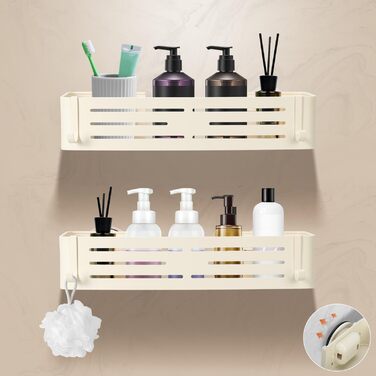 Сучасна душова полиця Lekesky, стійка до іржі, 2 шт., Gunmetal Grey, алюміній, на присосках, без свердління, з 12 гачками (прямокутна)