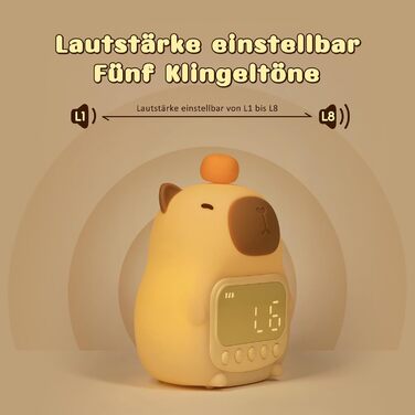 Capybara Alarm Clock with Night Light for Kids, 7 RGB Colors Cute Alarm Clock for Bedrooms, Ok to Wake Alarm Clock, Silicone Animal Table Lamp for Teenagers, Girls and Boys