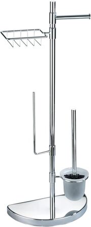 Організатор для ванної кімнати WENKO: підставка для туалетного паперу та щітки, з полицею, з нержавіючої сталі, 34 x 84,5 x 18 см
