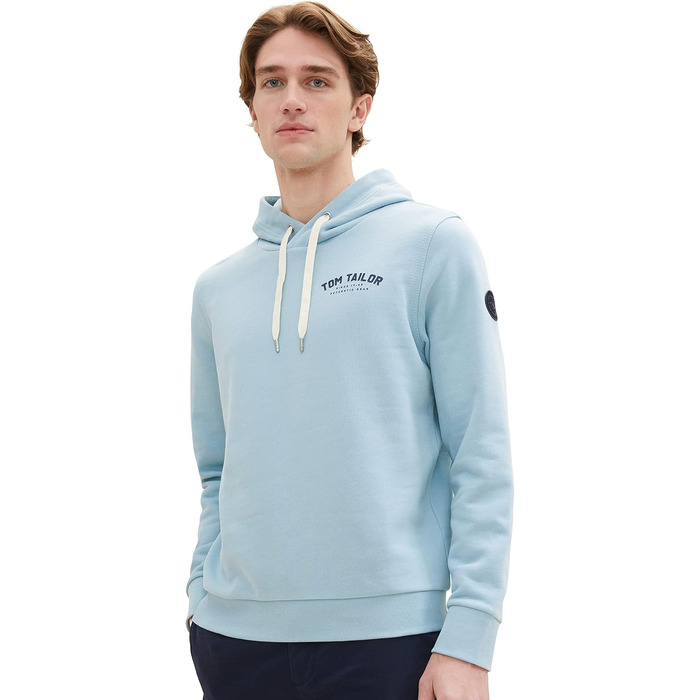 Чоловічий худі Tom Tailor з логопринтом, бежевий (розмір M, колір Dusty Mint Blue), арт. 26199