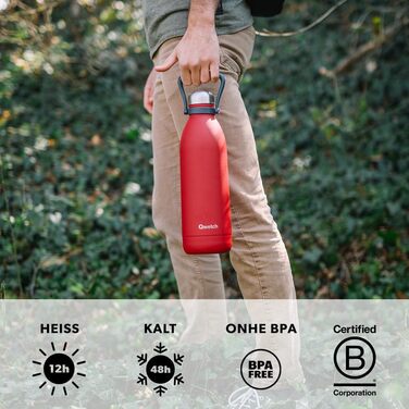 QWETCH 1.5L Stainless Steel Thermos Flask - Khaki Titan - 48h Cold & 16h Hot - Leakproof & BPA-Free Insulated Water Bottle with Handle - 1500ml - Perfect for Camping, Picnics & Family
