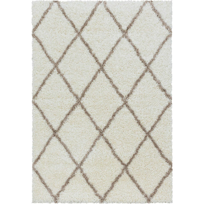 Круглий килим HomebyHome Shaggy 160 см - м'який пухнастий килим з високим ворсом, стиль сканди, колір кремовий. Підходить для вітальні, спальні, кухні, коридору.