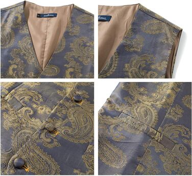 Чоловічий набір: краватка, нагрудна хустинка, візерунок пає, 4-елементний (S, золото 2)