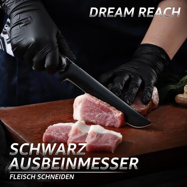 Набір кухонних ножів Dream Reach 6 предметів з точильним каменем. Повний набір для кухні, BBQ, подарунок батькам. Включає ніж для обробки риби.