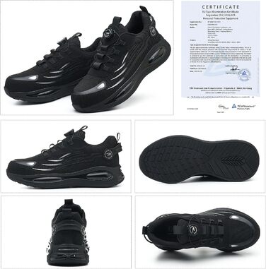 Робочі черевики / взуття: легкі, з металевим носком, на поворотній застібці, дихаючі, для чоловіків та жінок, розміри 38-46 EU (чорний, 39 EU)