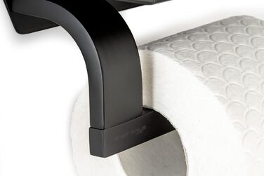 Sagittarius One 160S1 Stainless Steel Toilet Paper Holder with Shelf - Matte Black | Phone Shelf | WC Paper Holder | Toilet Paper Dispenser