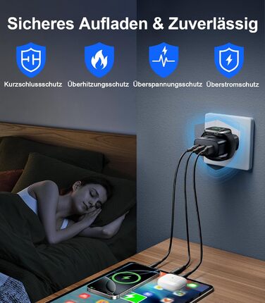 Зарядний пристрій 4-в-1 для Apple Watch та iPhone: 40W USB-C, швидка зарядка PD, сумісний з Apple Watch 10/9/8/7/6/Ultra/SE, iPhone 17/16/15 Pro Max, iPad, AirPods (білий)