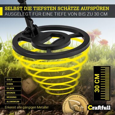 Металодетектор Craftfull | Набір металошукача для дітей та дорослих | Водонепроникний мультідетектор | Пошук золота та скарбів