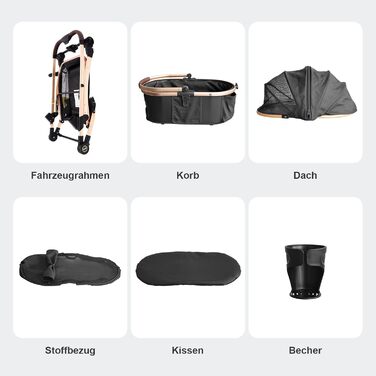 Трансформер для собак, візок-кішочка, складний, до 25 кг, з алюмінієвим каркасом, поворотні колеса, гальма, страховка, зручне сидіння (Чорний)