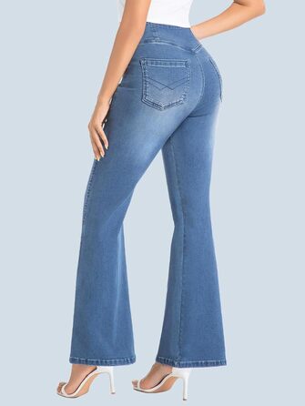 Джинси жіночі Bootcut з високою талією VX VONXURY, темно-сині, еластичні, 4 кишені, для повсякденного носіння та офісу (довжина штанини 79 см, розмір XL)