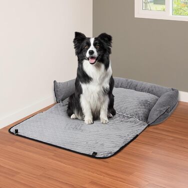 Автокрісло для собак Todeco: великі та середні породи, миється, знімається, з ременями безпеки, кишені, водовідштовхувальне, сіре