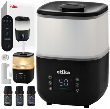 Ультразвуковий зволожувач повітря Etika, чорний, 400 мл/год, 4 л, з функціями ароматерапії та іонізації