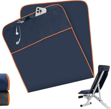 Рушник для фітнесу з кишенею, мікрофібра, 120x50 см, спортивний рушник для тренажерного залу, подорожей, спорту (Темно-синій)