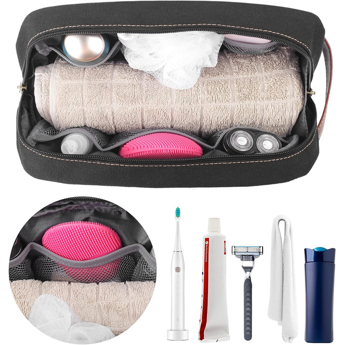 Чоловіча та жіноча дорожня косметичка/туалетна сумка з канвасу, велика (28x16x14 см)