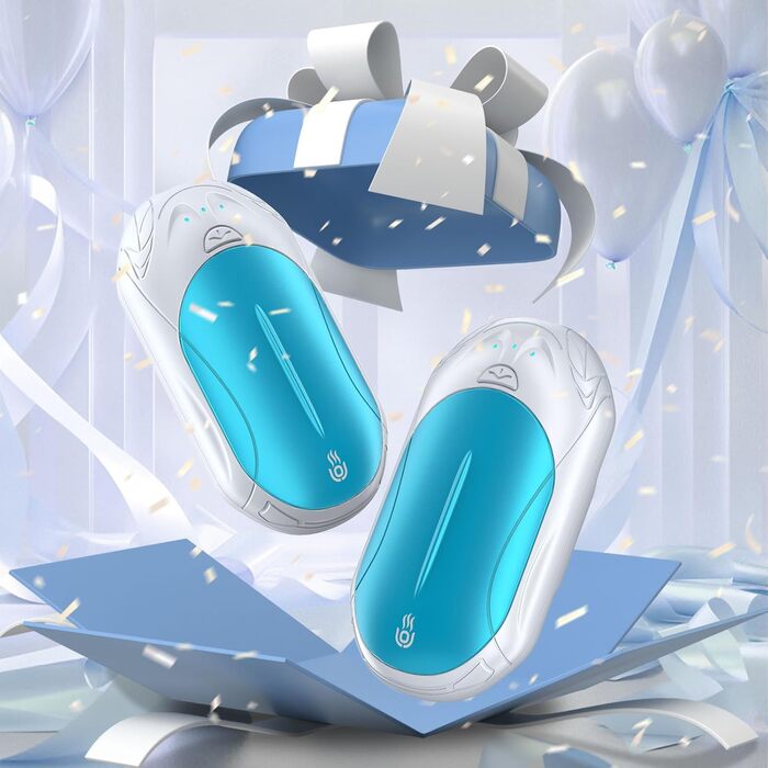 Електричні грілки для рук 2 шт. OUTJUT, 6000mAh, 3 режими нагріву, USB, 20 годин роботи, для зимових видів спорту, подарунок на Новий Рік (4-Білий та Синій)