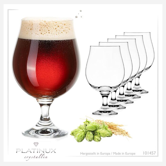 Набір пивних келихів PLATINUX Bierpokale 6 шт, 500 мл (макс. 660 мл) з кришталевого скла для пива, тюльпани