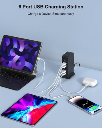 Зарядний пристрій USB мережевий 6 портів 25W для iPhone, Samsung, LG, Huawei та інших пристроїв (Чорний)