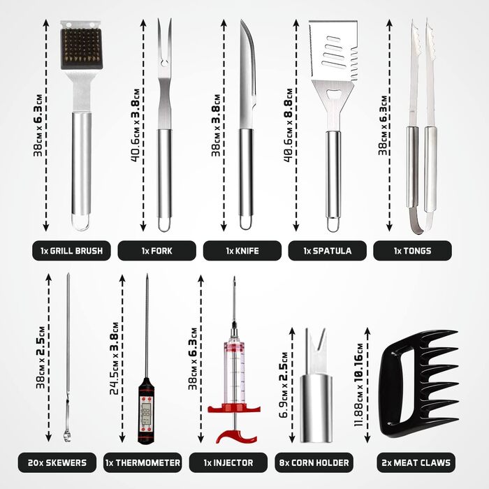 Набір аксесуарів для гриля Kyto BBQ 39 предметів з кейсом: гриль-набір, посуд для барбекю, аксесуари для гриля та мангала, для дачі, кемпінгу, подарунок для чоловіка