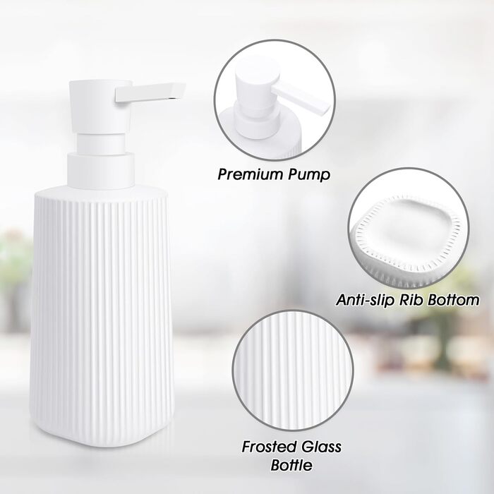 Дозатор мила скляний матовий HMJIA для кухні та ванної кімнати, з помповим механізмом