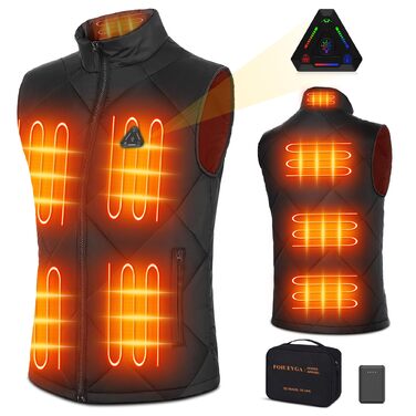 Електрична гріюча жилетка для чоловіків та жінок з Power Bank, 8 зон нагріву, 3 температурні режими, чорний, XXL