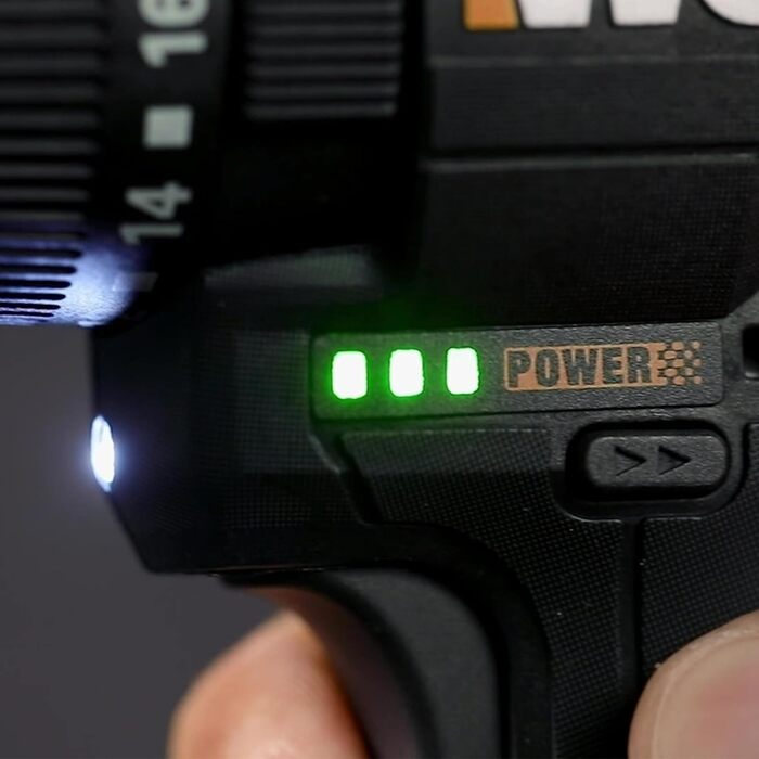WORX WX121 Акумуляторний ударний дриль-шуруповерт 12V – потужний безщітковий набір – 2-швидкісна коробка передач до 38Nm – легкий та компактний – 0-450/0-1700 об/хв – з акумулятором, зарядним пристроєм та кейсом. Змінний набір біт