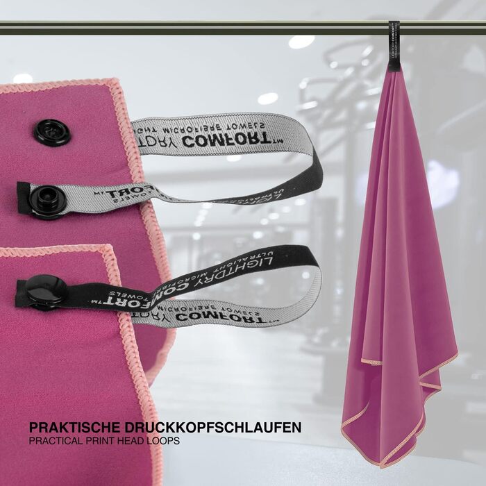 Спортивний рушник з мікрофібри для подорожей та спорту - швидковисихаючий, антибактеріальний, 120 x 50 см, рожевий
