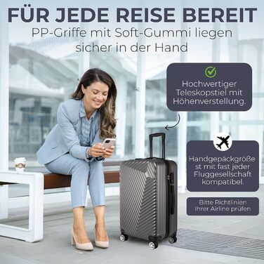 Набір валіз xRace 3 шт. ABS, 20/24/28 дюймів, ручна поклажа, TSA замок, 360° колеса, стійкий до ударів, преміум підкладка (темно-сірий)